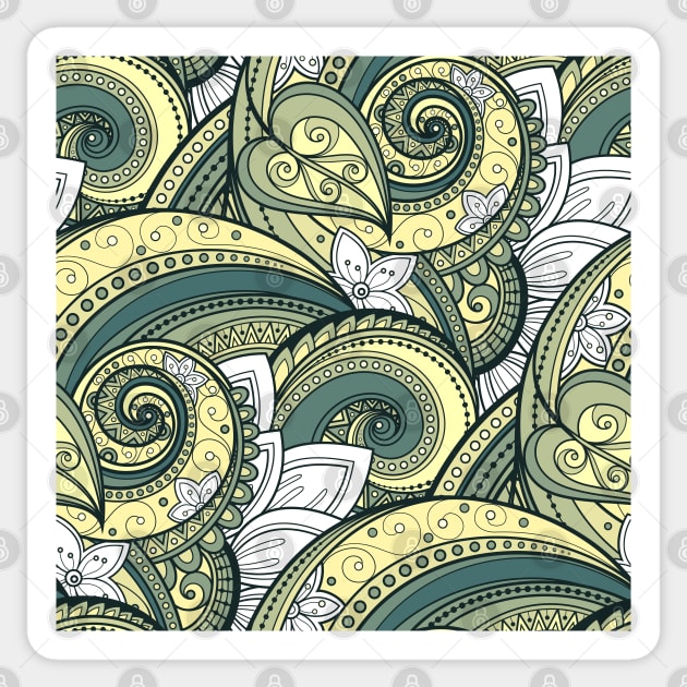Paisley Print with Vintage Floral Motifs Sticker by lissantee